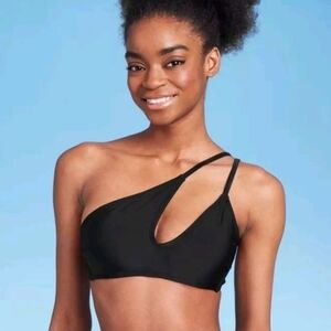NWT Wild Fable Women's Cut Out One Shoulder Black Bikini Top XS 0-2